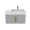 Castello Usa Amazon 30-inch Gray Right Vanity Set with White Top and Gold Handles CB-MC-30G-GLD-2056R-WH - alternate 5